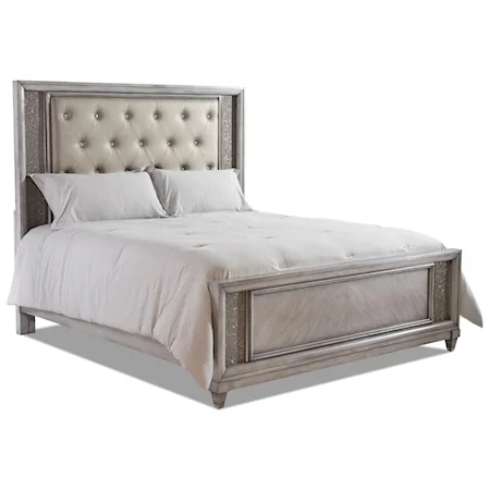 Queen Panel Upholstered Bed with Tough Lighting